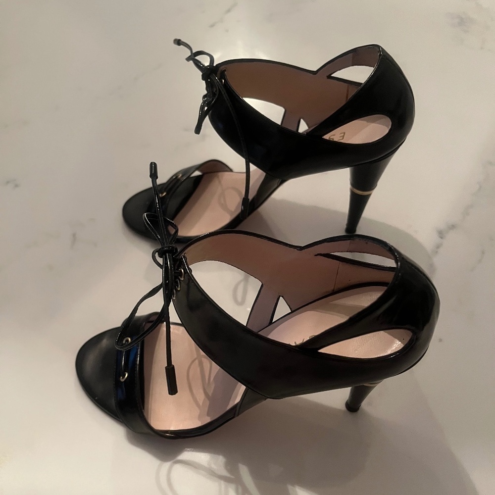 Gorgeous Escada High Heel Sandals, Black Leather, Size 38